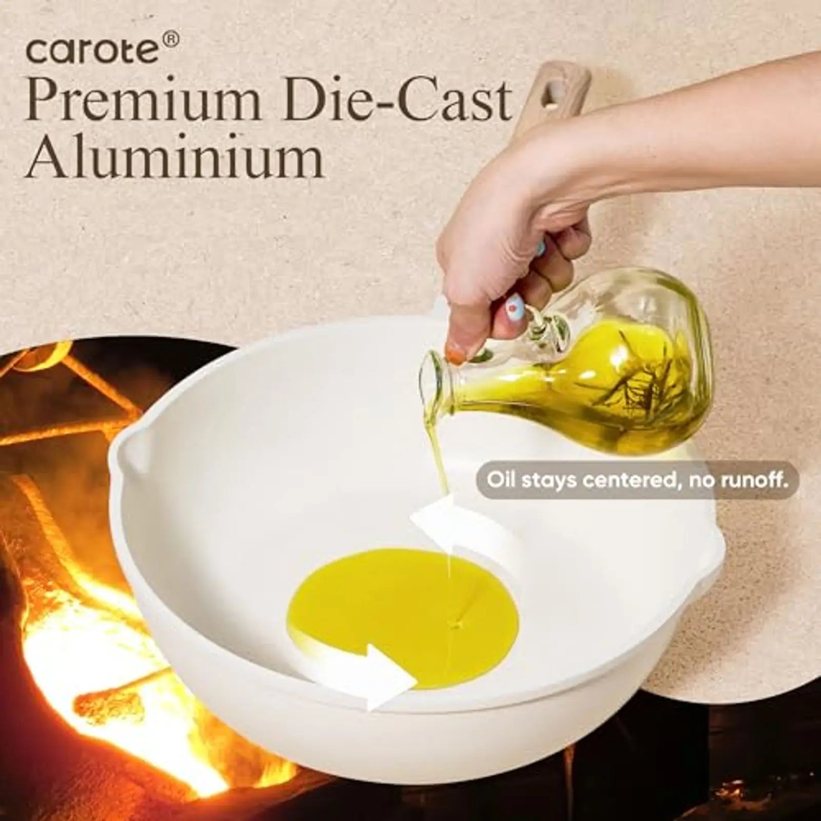 21Pcs Induction Cookware Set Nonstick White Granite