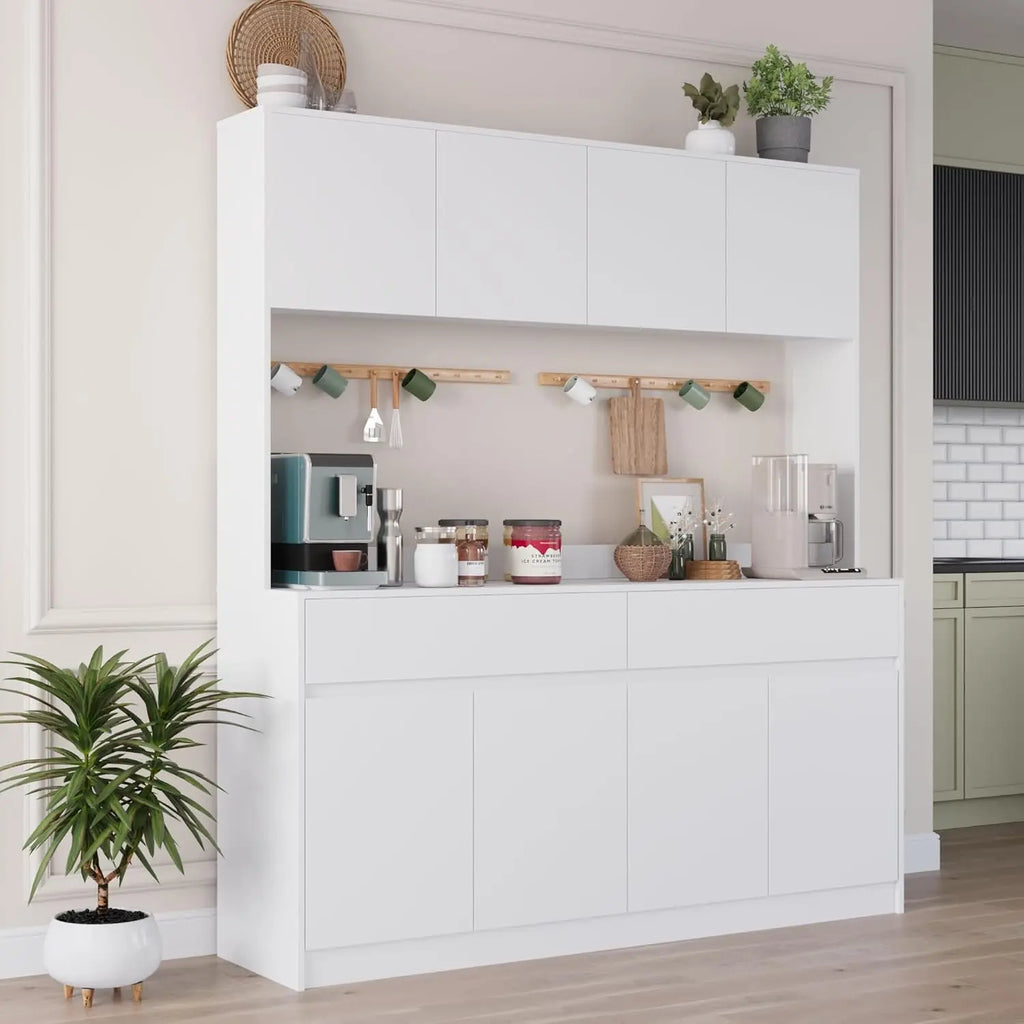 70.87" H Large Pantry Cabinet W/MW Countertop