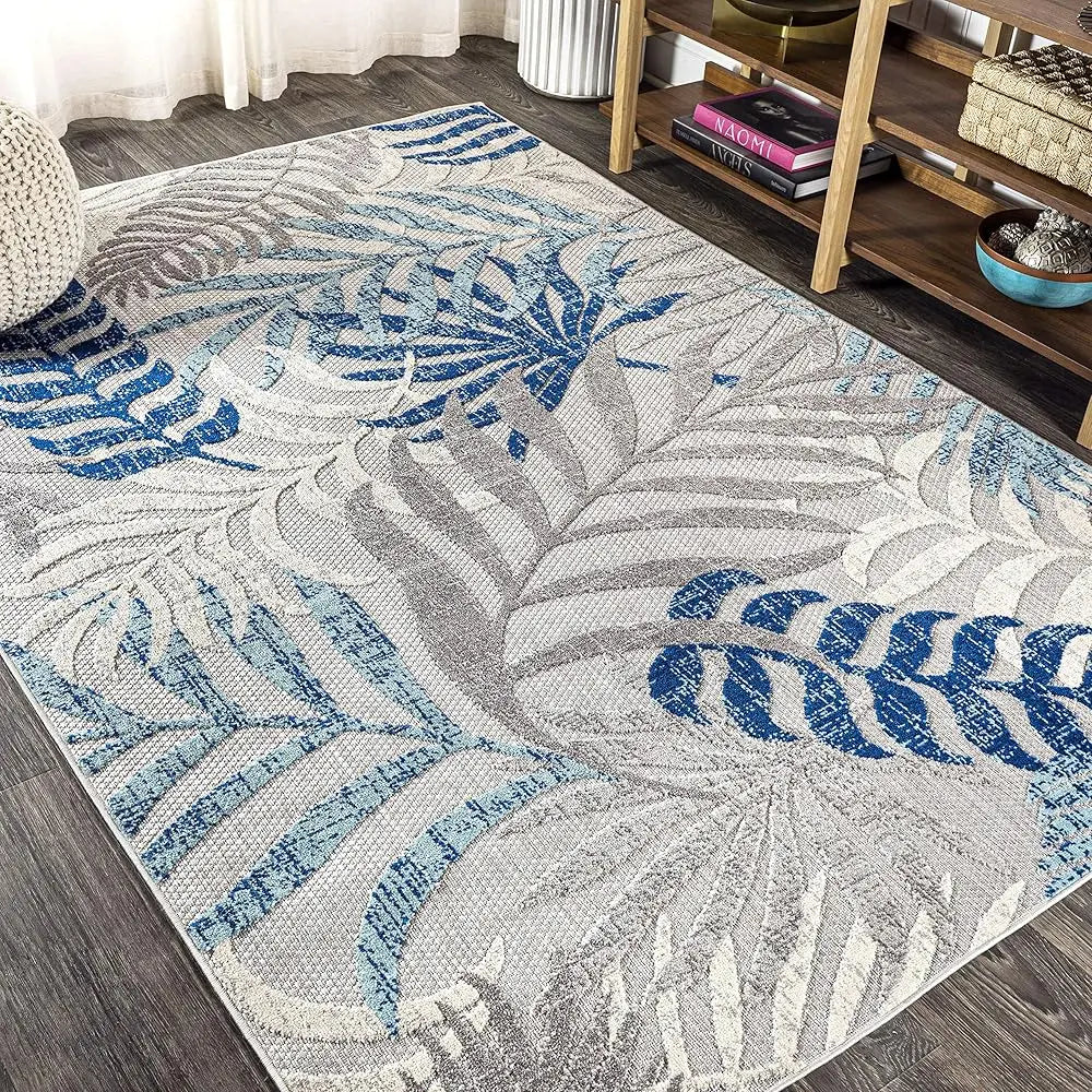 5'3"x7'6" Tropics Palm Leaves Indoor/Outdoor