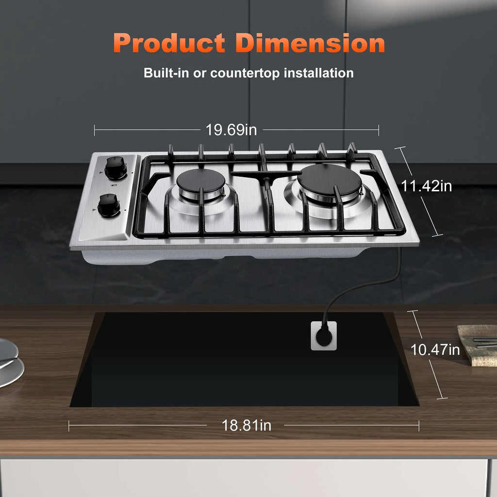 12" 2-Burner Dual Fuel Stove, RV/ Camping/ Kitchen