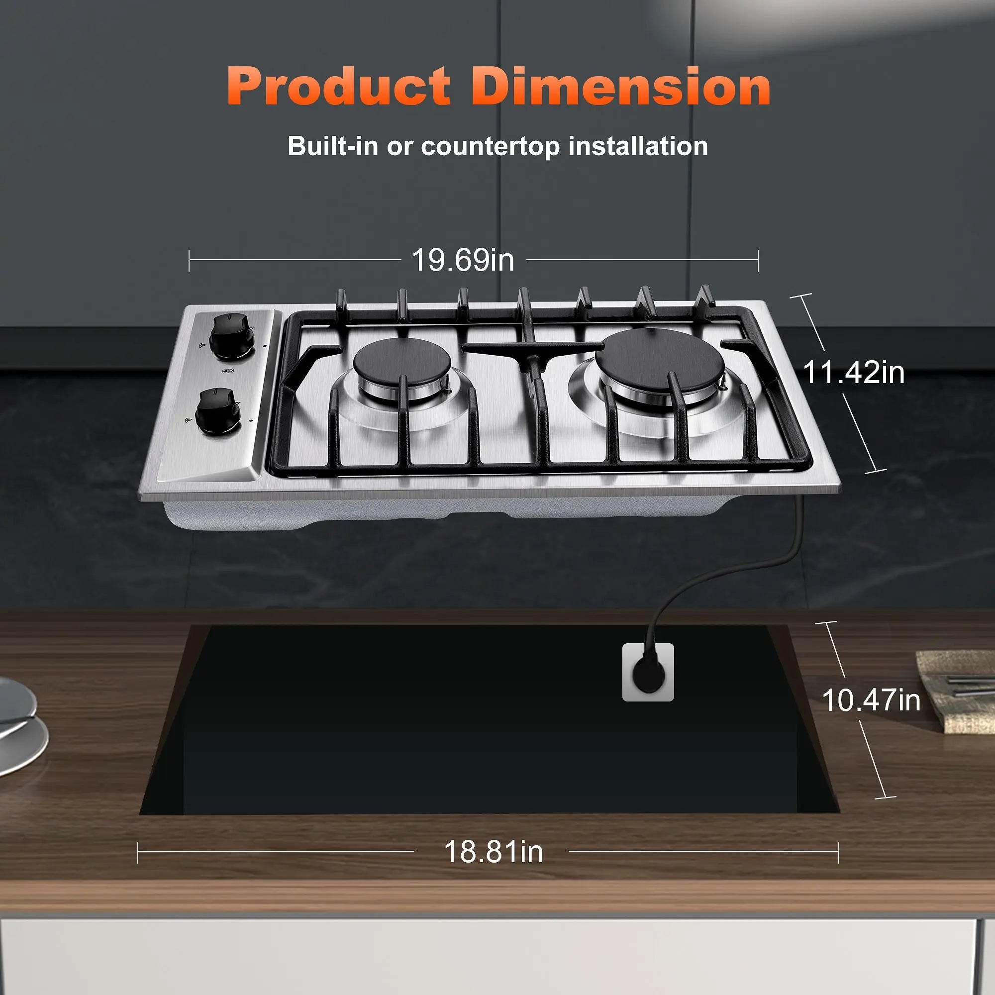 12" 2-Burner Dual Fuel Stove, RV/ Camping/ Kitchen