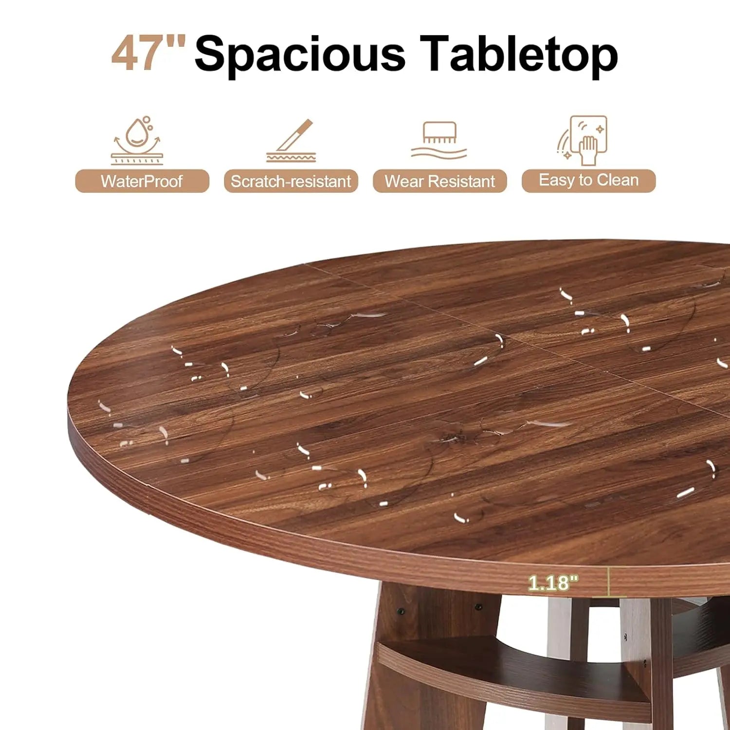 47" Round Walnut Wood