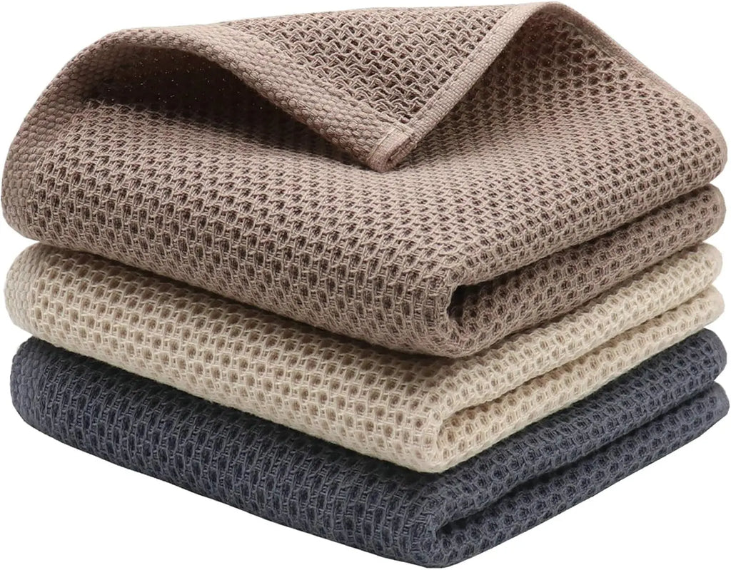 3 Hand Towels Waffle Weave Cotton