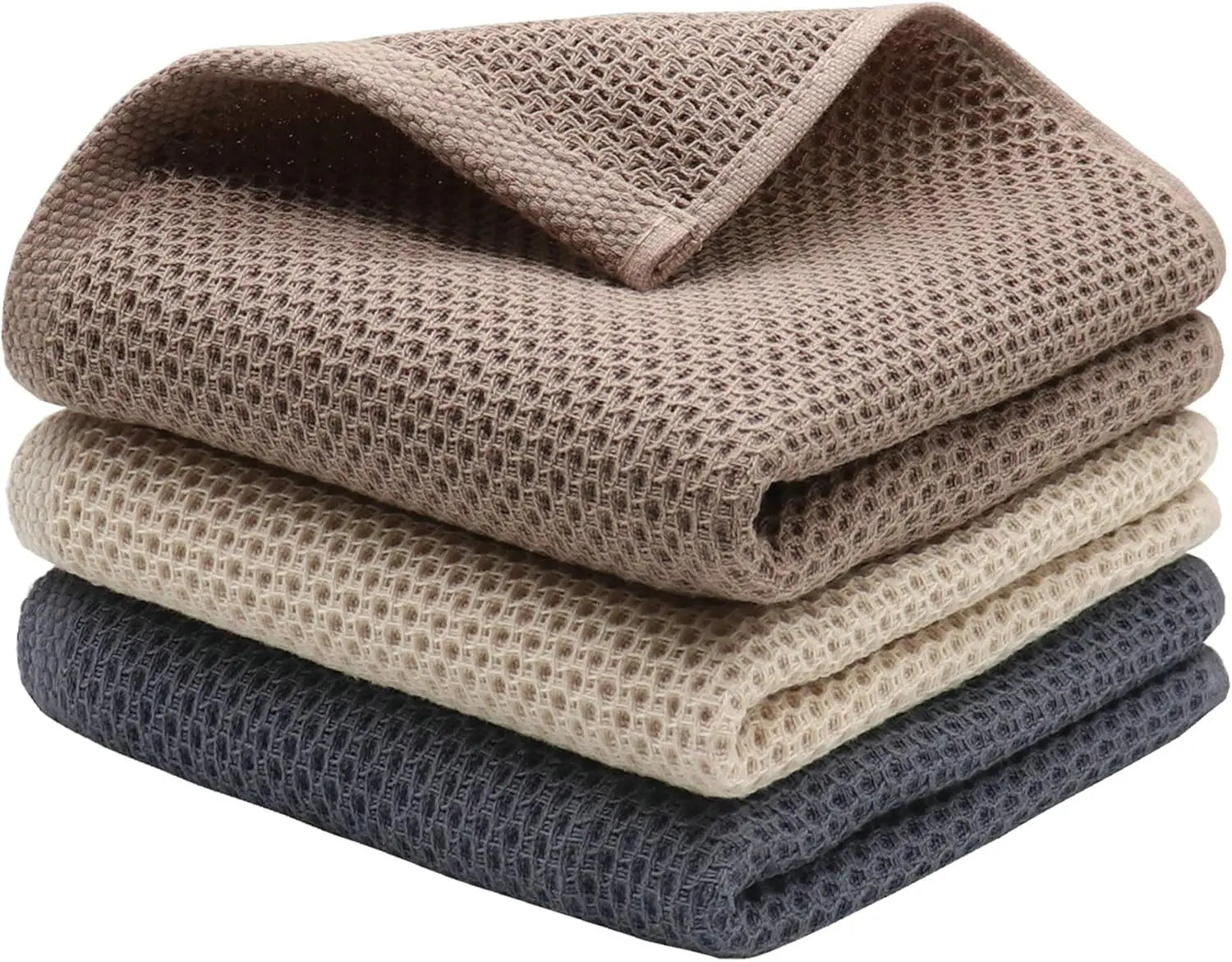 3 Hand Towels Waffle Weave Cotton