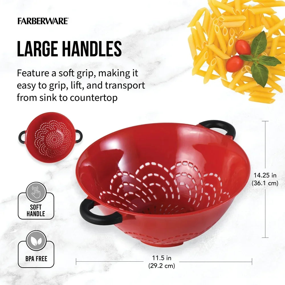 Durable Plastic Colander with Soft Grip Handles