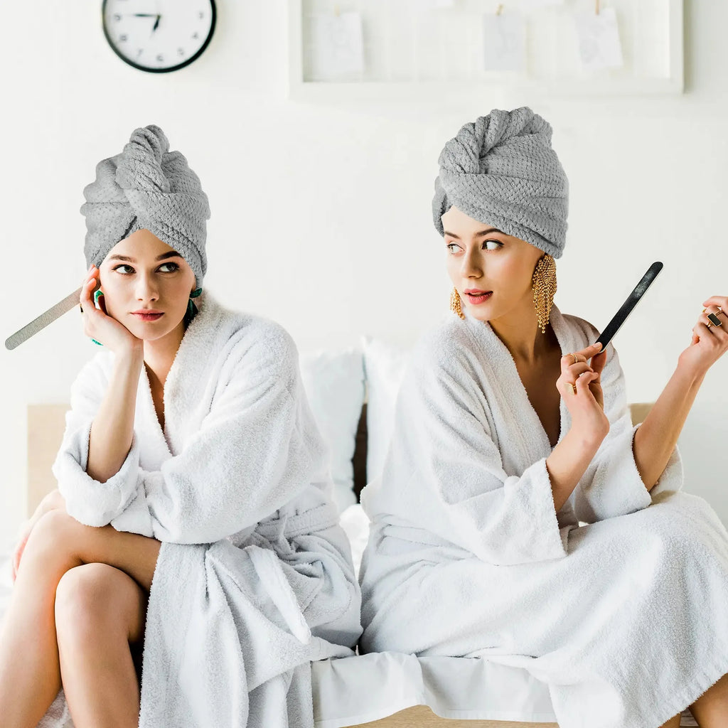 Grey Waffle Weave Microfiber Hair Drying Turban