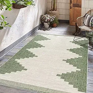 Outdoor Waterproof Geometric Green/Cream/Gray