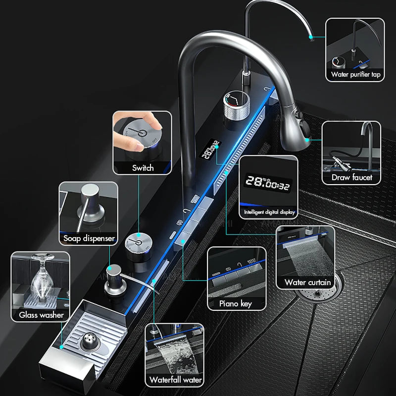 Waterfall Large Single Digital Display Faucet