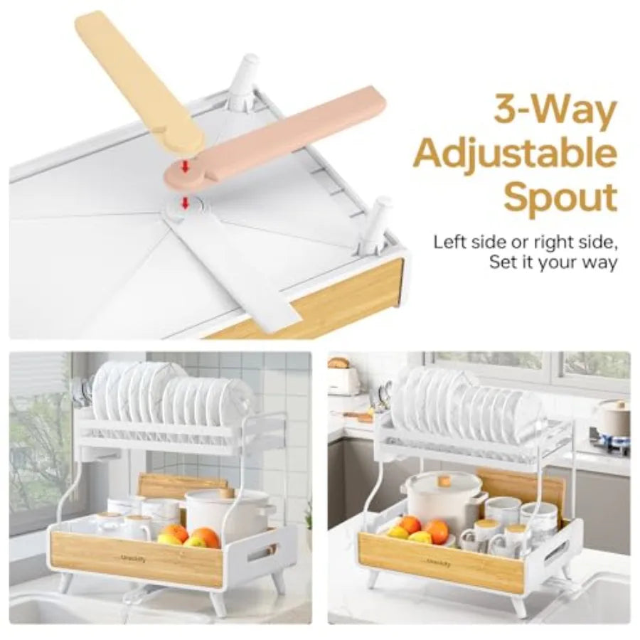 Dish Rack, Large Stainless Steel/bamboo