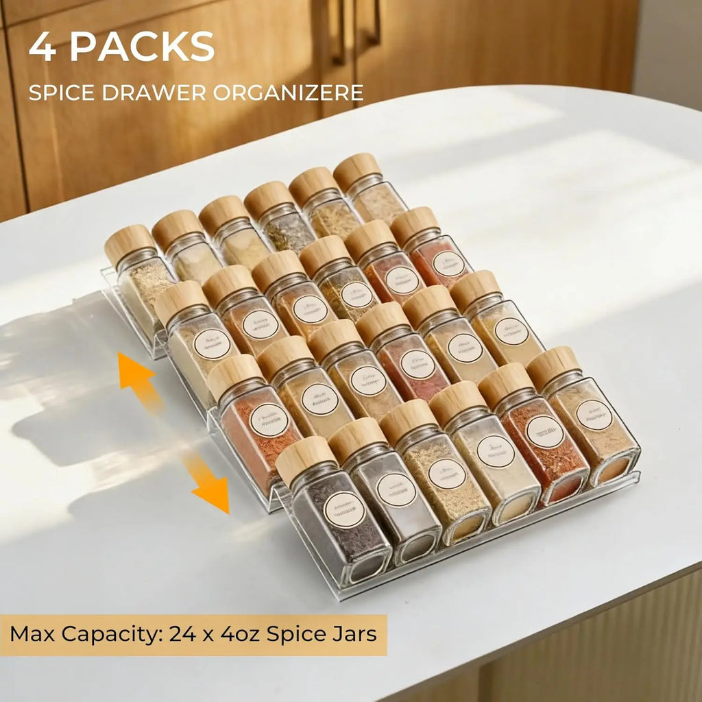 Clear Acrylic Spice Drawer Organize 4 Tier
