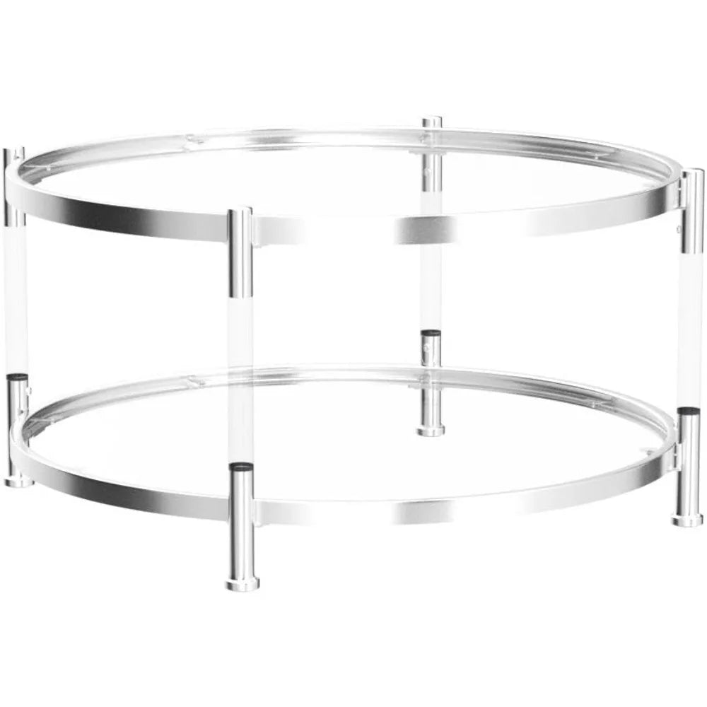 Circle Chrome and Glass Coffee Table