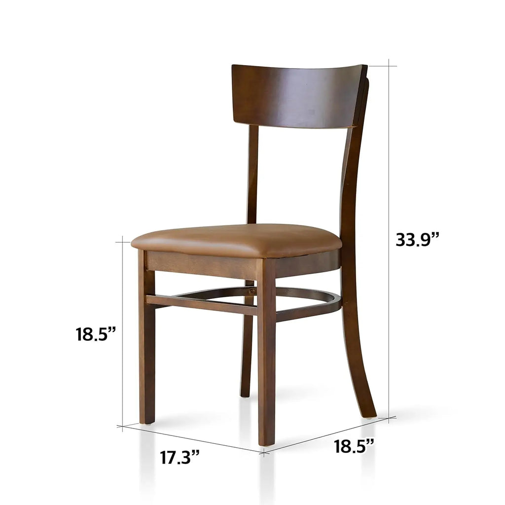 2 Solid Oak PU Leather Straight Back