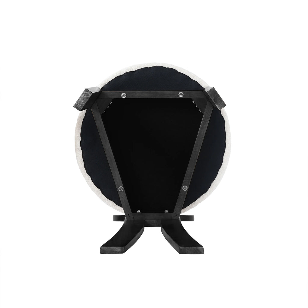 2 Wooden Modern Round Upholstered