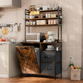 Bakers Rack W/Tilt-Out Trash/ Coffee Bar/MW Stand, Outlet