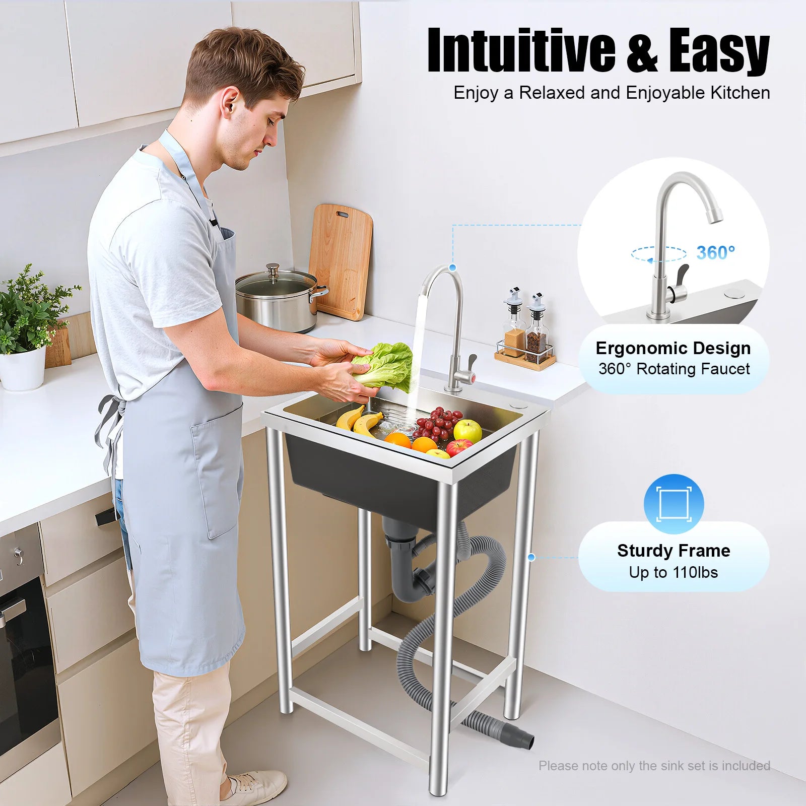 Stainless Single Bowl 18" wi/faucet Undermount