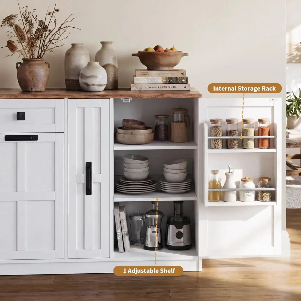 L Shaped Sideboard W/Countertop Hidden Trash