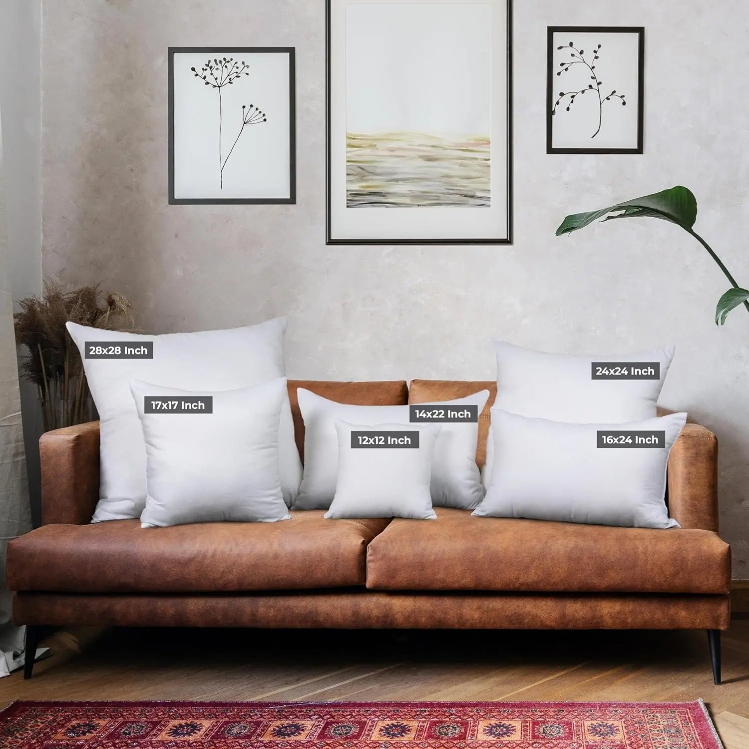 4 White Throw Pillows, 17x17