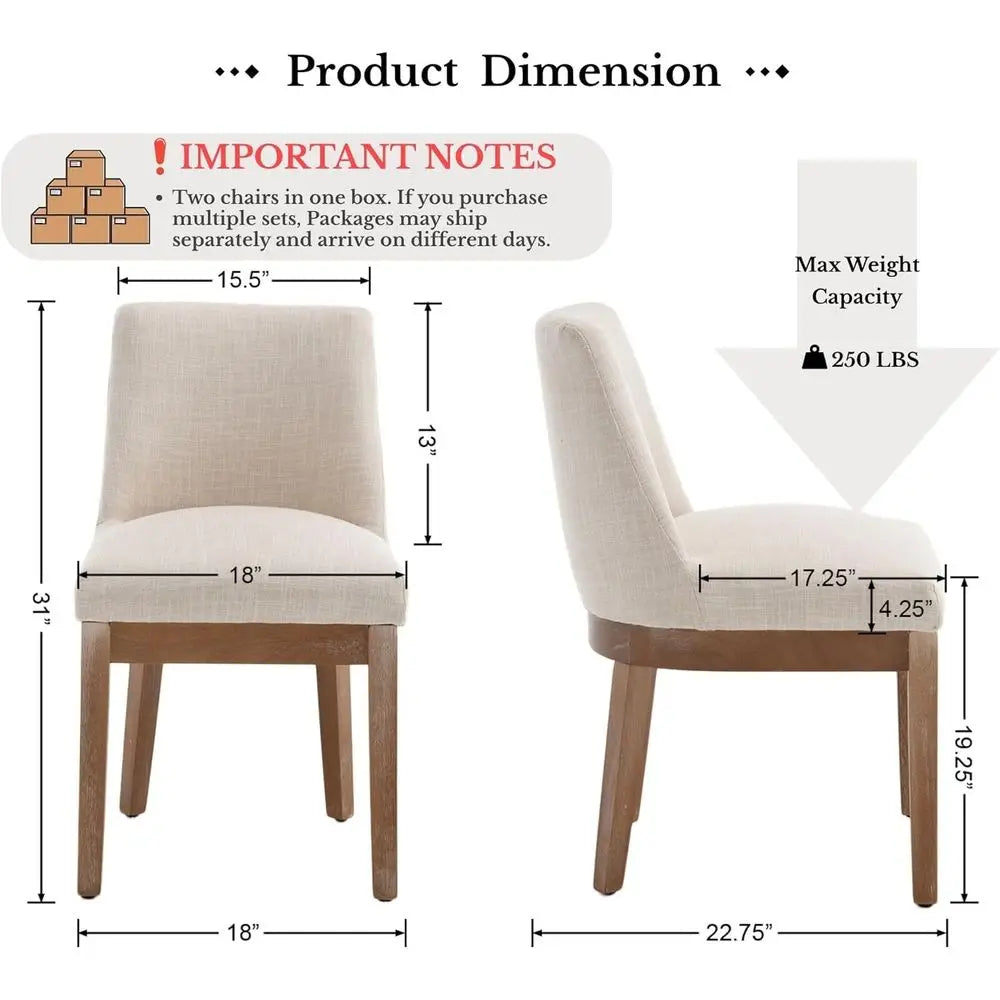 6 Upholstered Linen Solid Wood