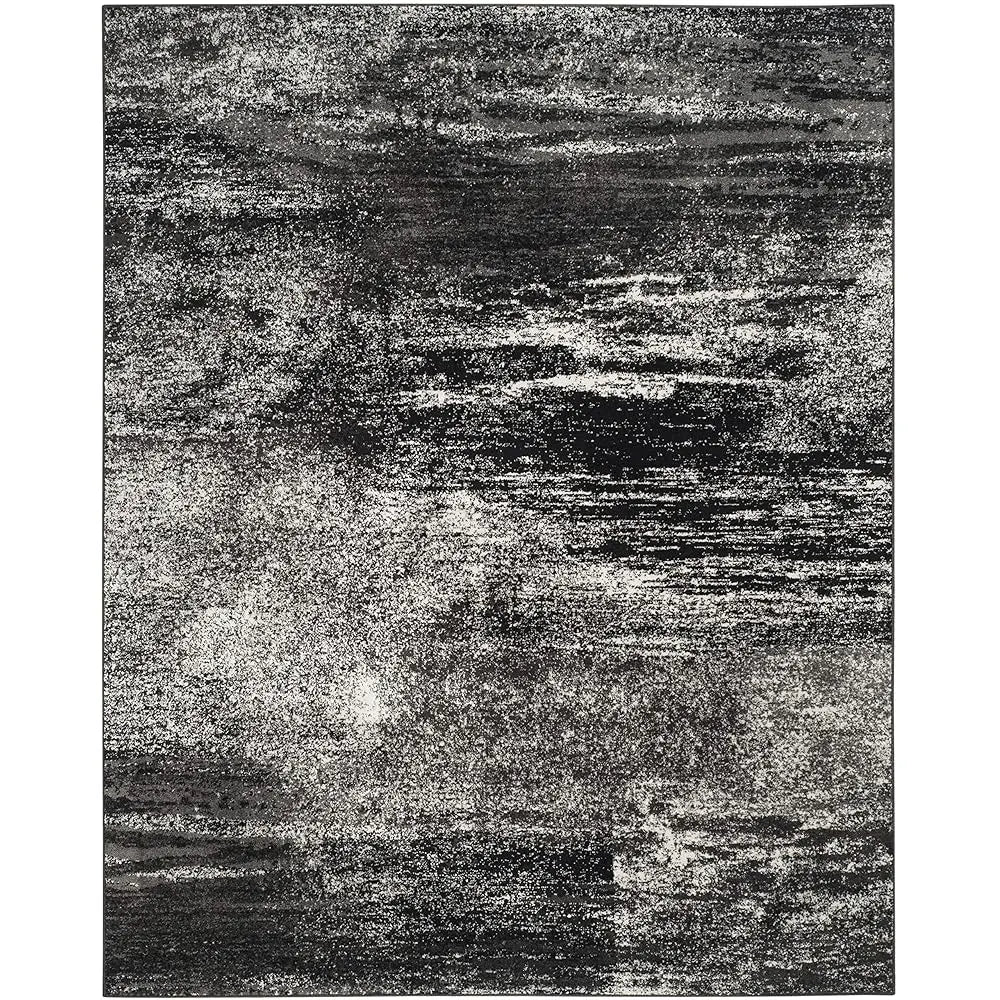 8X10 Silver/Black Modern Abstract