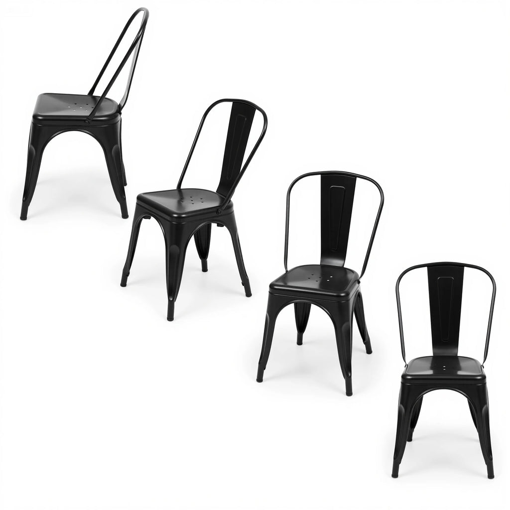 4 Metal Dining Stackable Patio Outdoor
