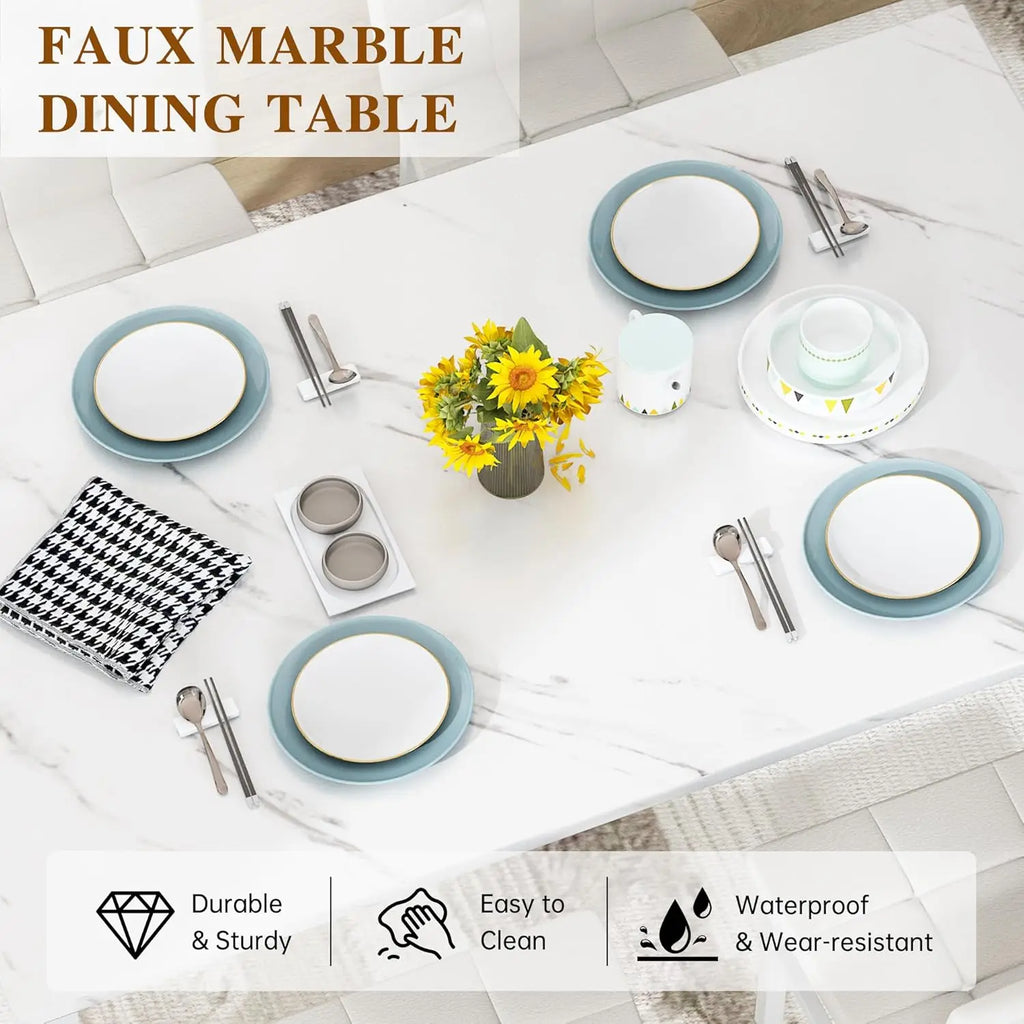 Faux Marble Kitchen Table w/4 Leather Chairs