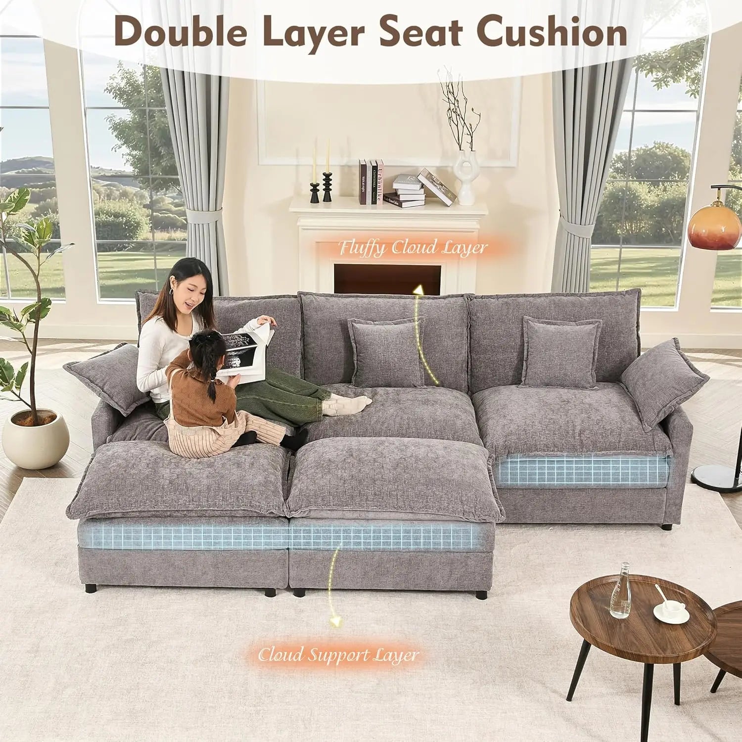 108" U Shaped Couch Sectional