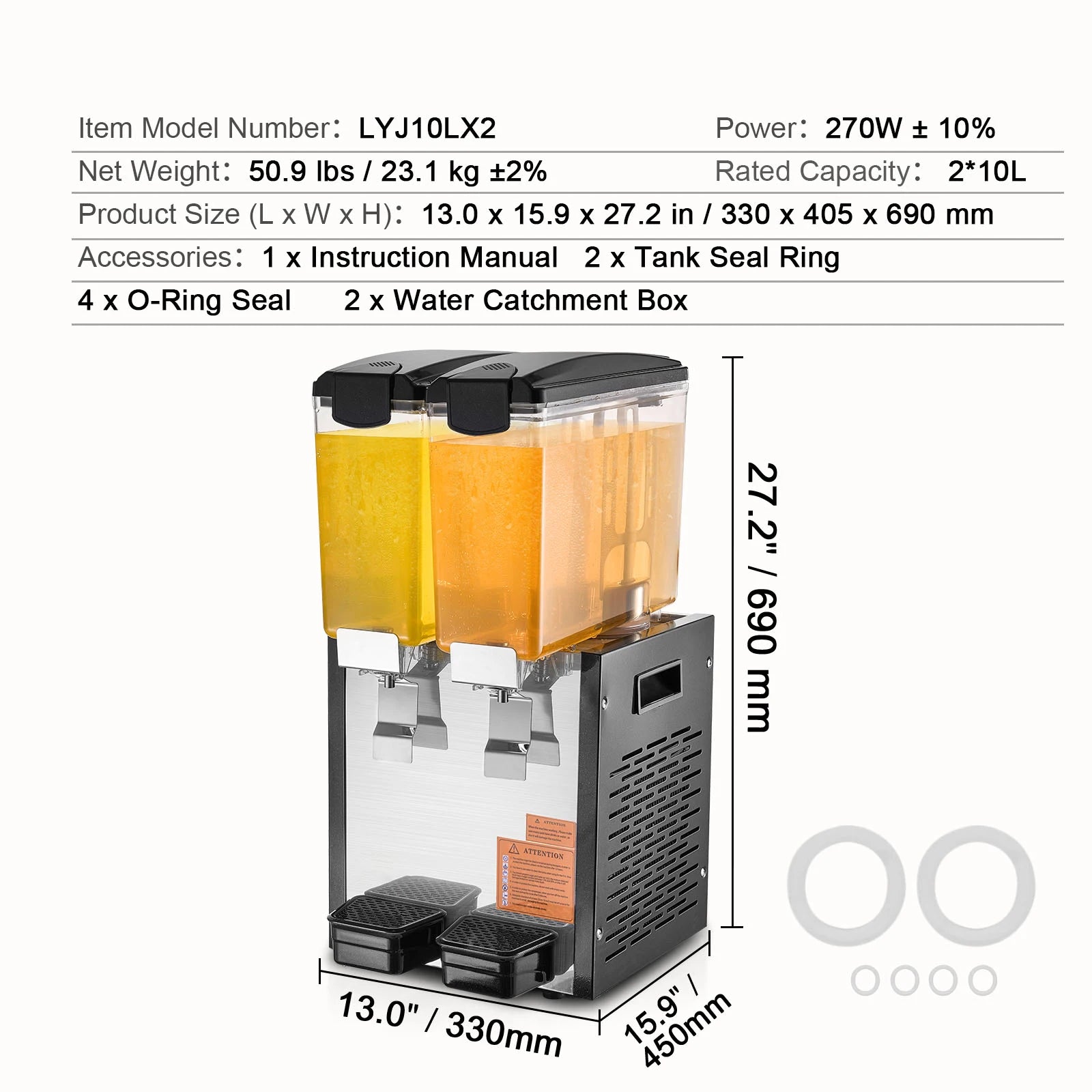 1/2 Tanks Commercial Beverage Dispenser 10L/12L/18L Per Tank