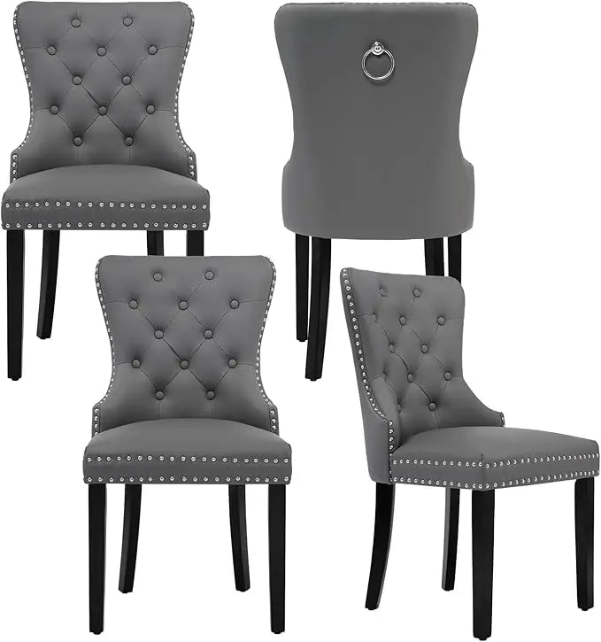 4 Velvet Tufted Upholstered Stainless-Steel Legs