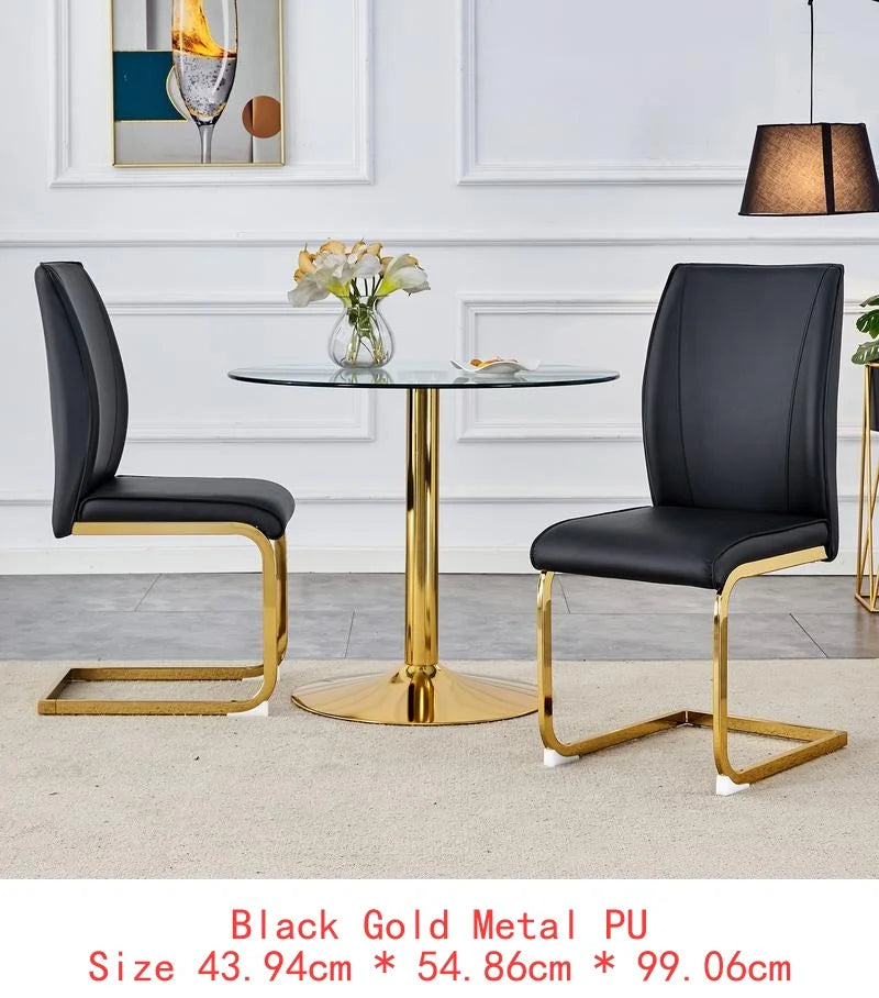 6 Black PU Leather Gold Metal Legs
