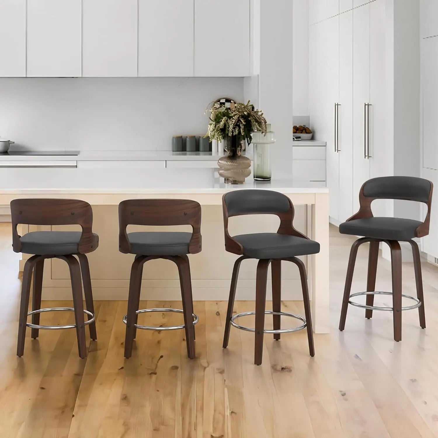 26"Barstools with Bentwood/Leather Swivel