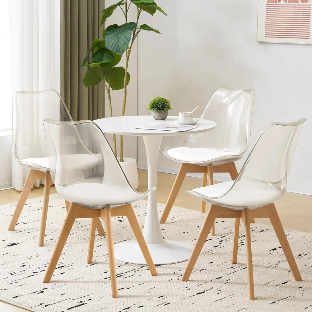 4 Clear Modern Acrylic w PU Leather