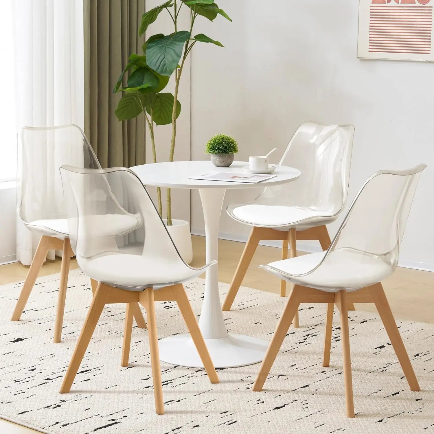 4 Clear Modern Acrylic w PU Leather