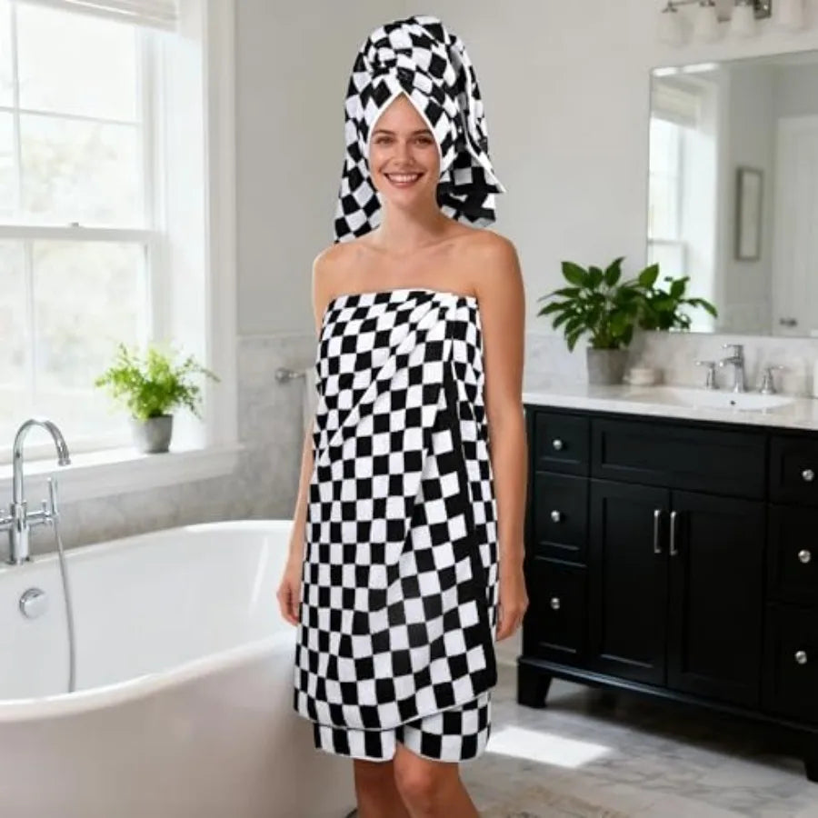 Towels Set of 8, Cute Checkered Towels