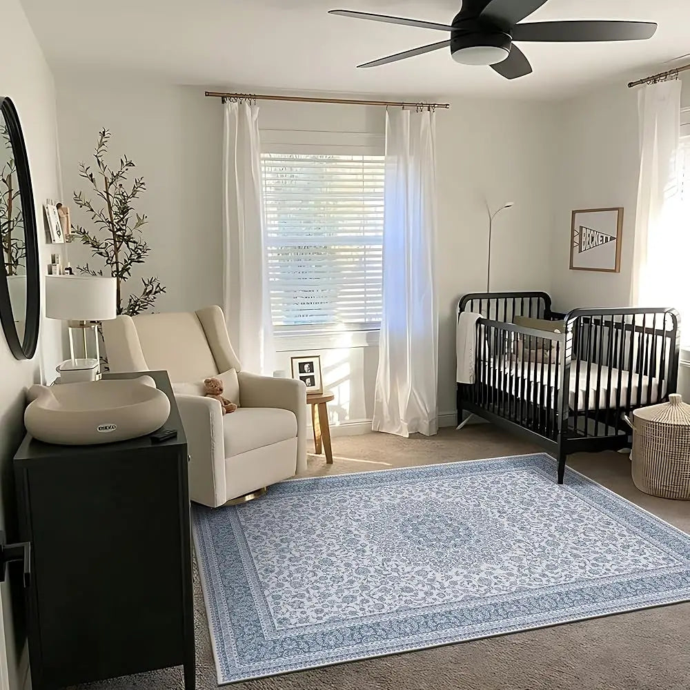 Floral Washable Area Rug 5X7