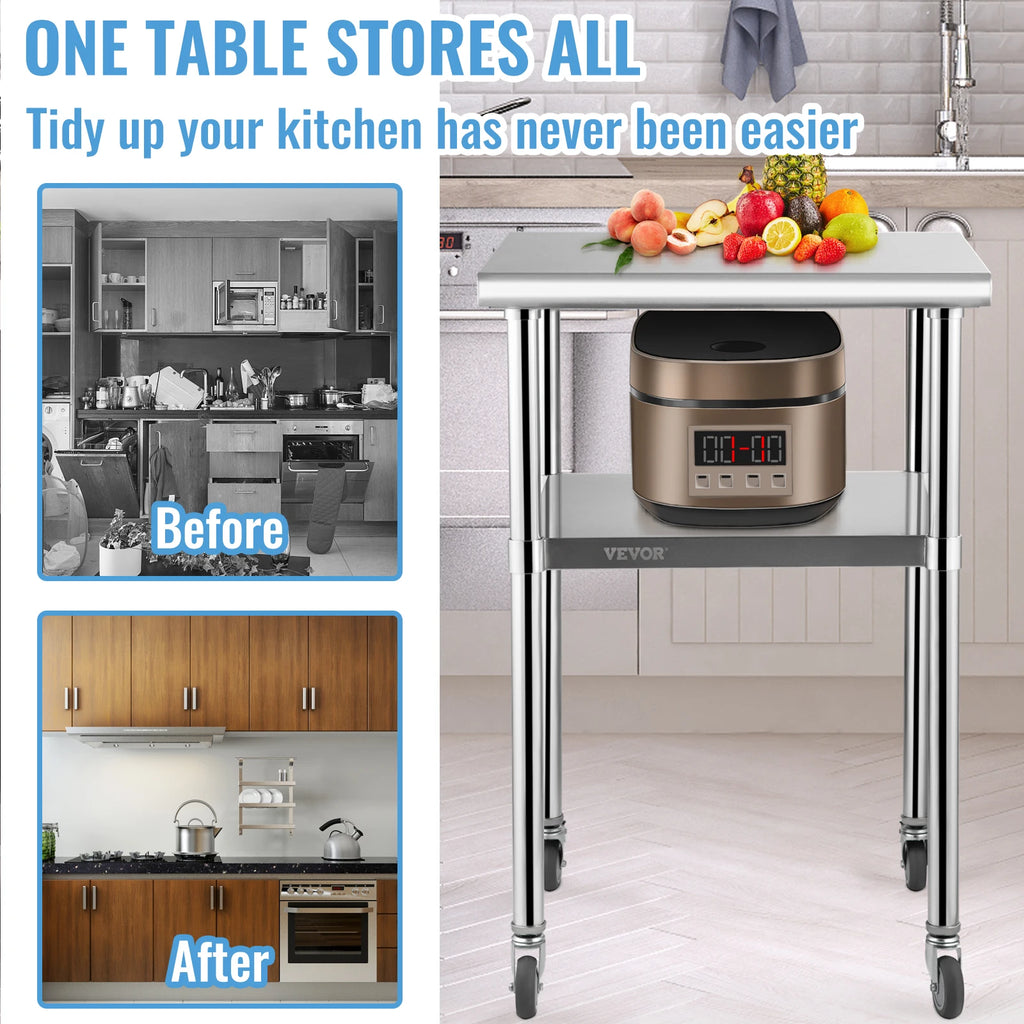 24 x 24 in Stainless Worktable Commercial