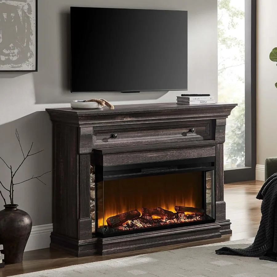 52" Electric Fireplace Mantel TV Stand 3-sided