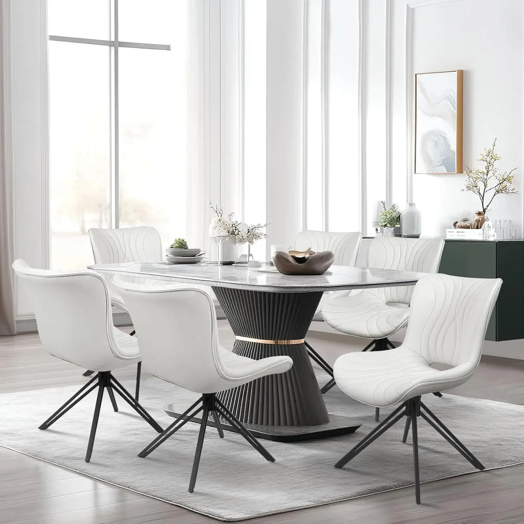 6, 360° Swivel Upholstered Mid-Century Modern
