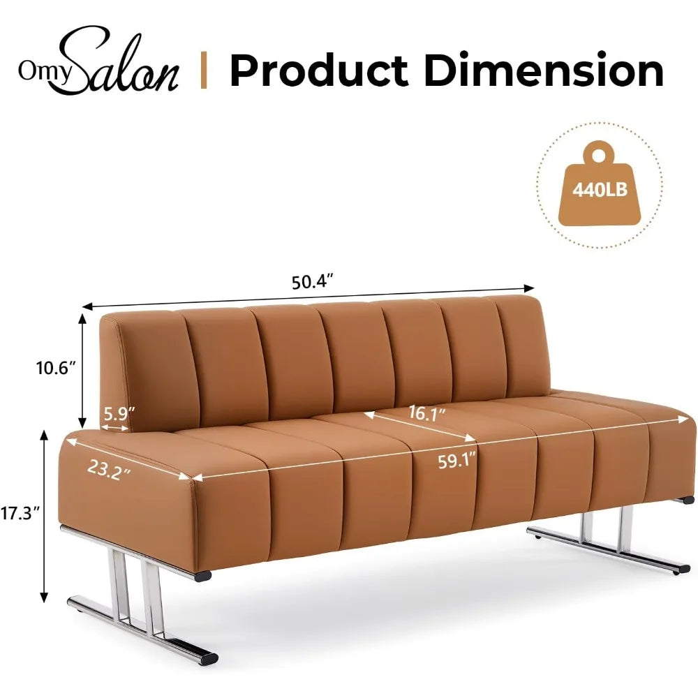 59" Faux Leather Lobby Office Sofa
