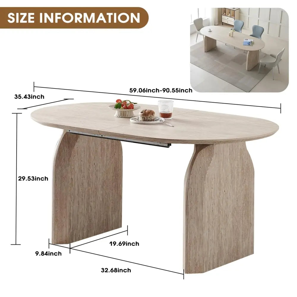 59-90" Wooden Extendable for 4-8 Oval
