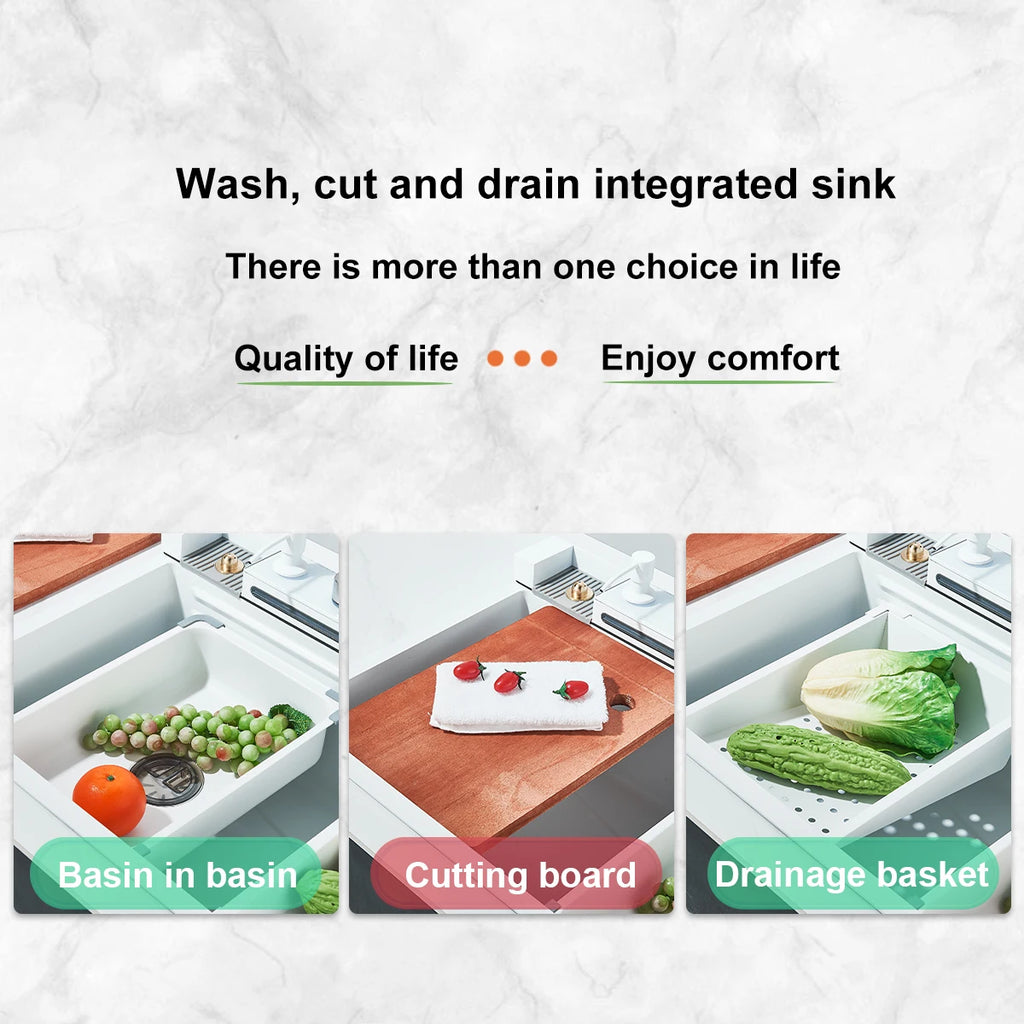 White Stainless Waterfall Digital Display Faucet