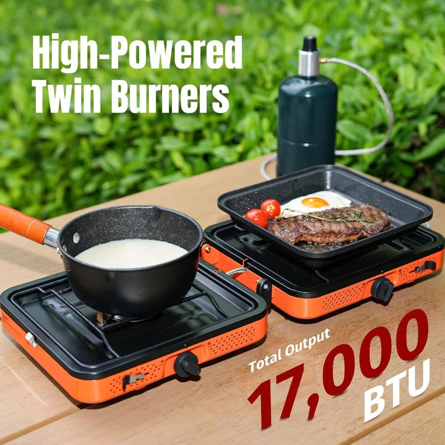 Portable Camping Stove 2 Burner Propane Foldable