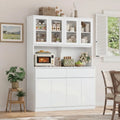 75" x 55" Kitchen Pantry Cabinet, Glass Doors, Drawers