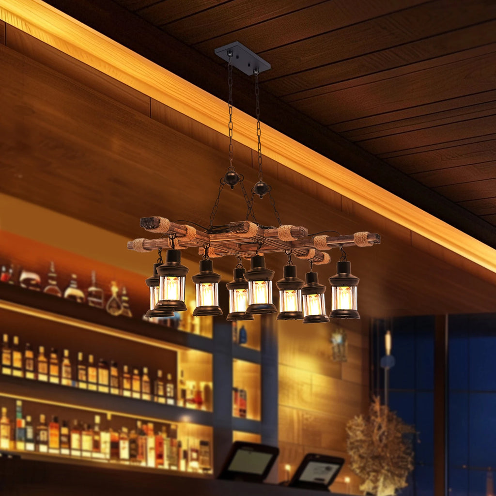 Vintage Wood Ceiling Chandelier