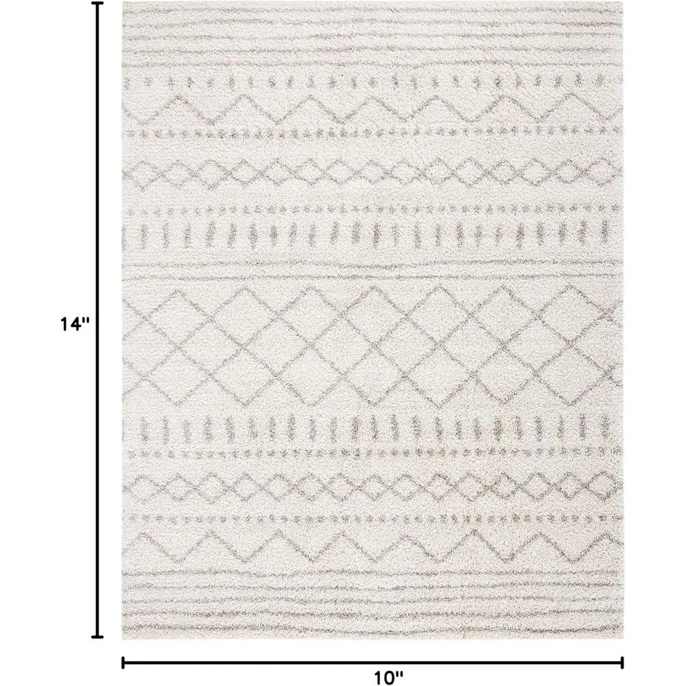 10x14 Customized Shag Ivory & Beige Moroccan