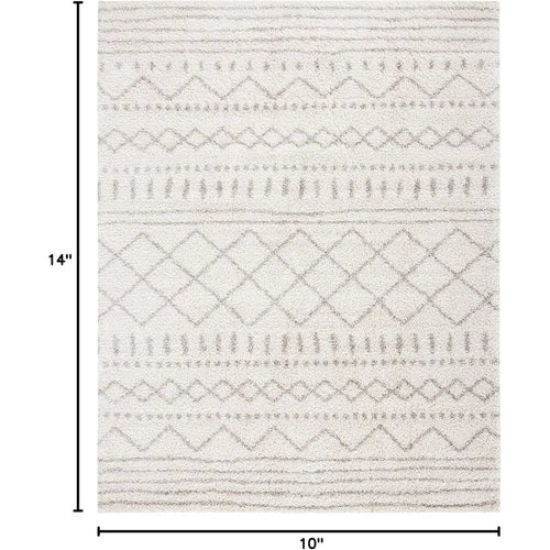 10x14 Customized Shag Ivory & Beige Moroccan
