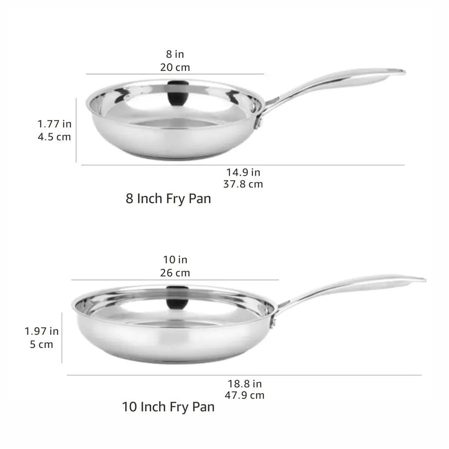 2 Pcs Stainless Induction Frying Pan Set
