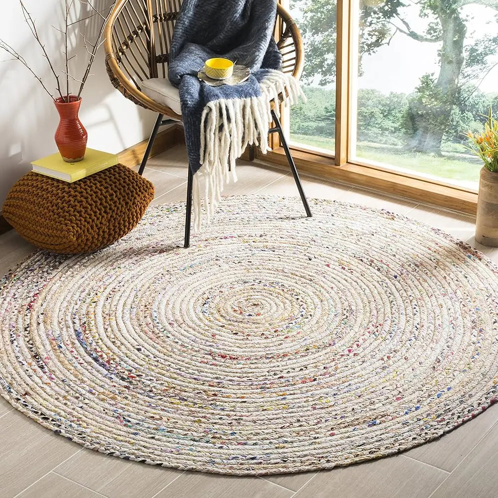 5' Handmade Boho Braided Beige/Multi