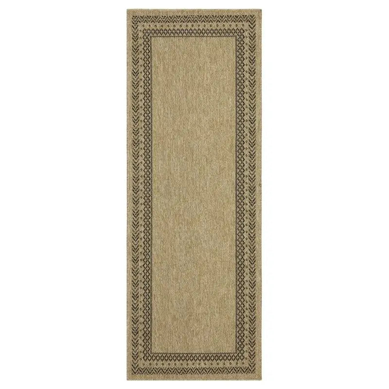2'7"x7'3" Jute Black Indoor/Outdoor