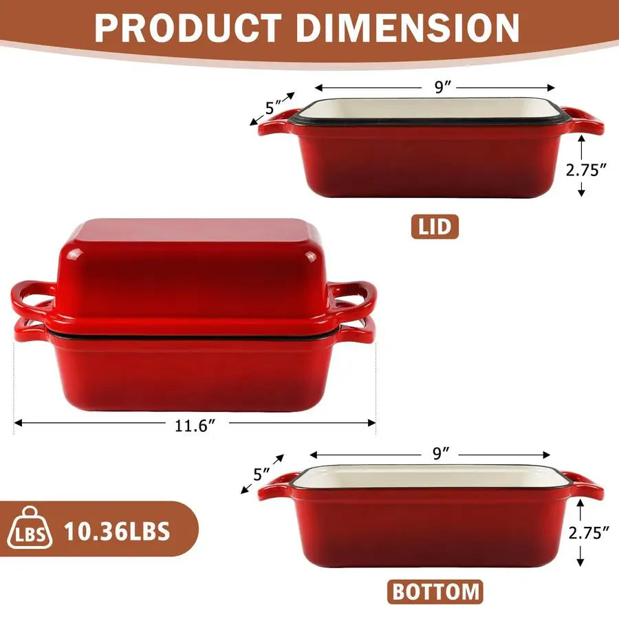 9 x 5 " Enameled Cast Iron Loaf Pan W/ Lid