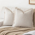 2 Pillow Covers 26x26 Striped Fringe
